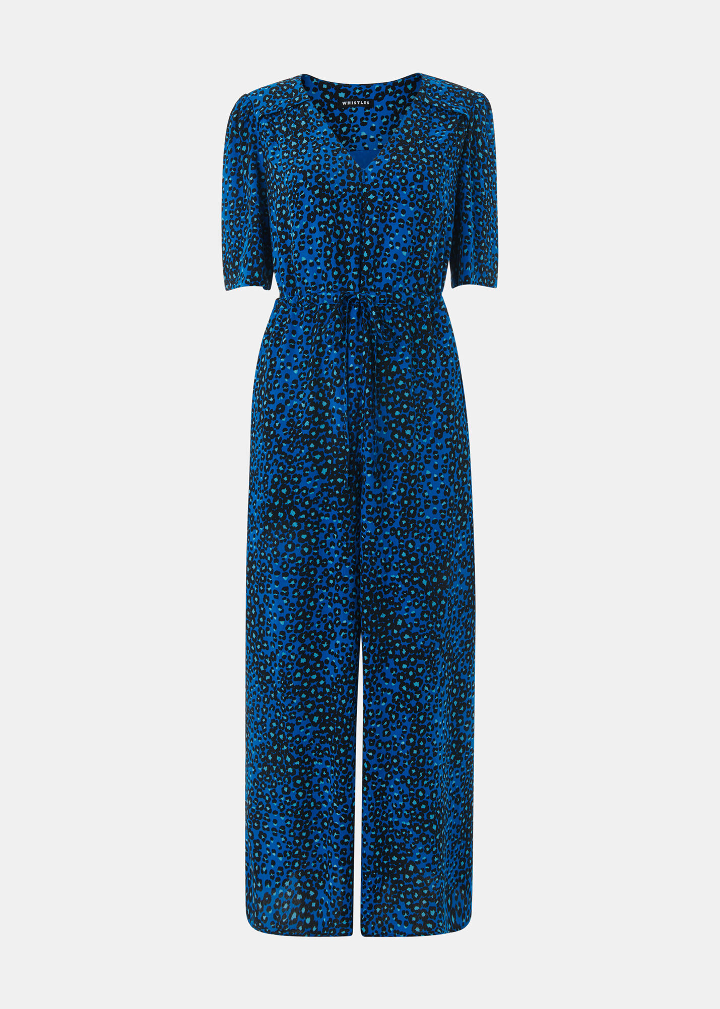 Leopard Color Block Smocked Jumpsuit